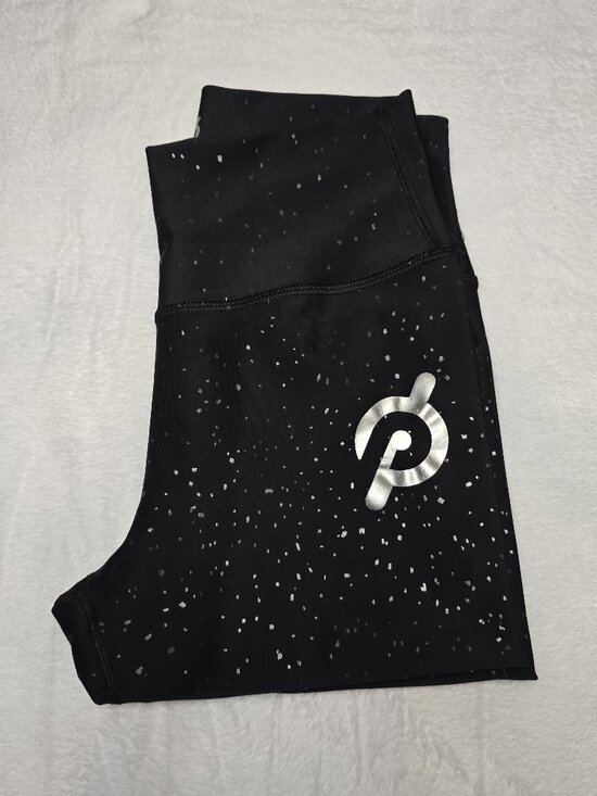 Peloton Pants - Peloton Sparkle Foil High Rise Leggings Metallic Speckle Black Women's Large L